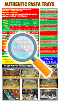 authentic pasta tray menu